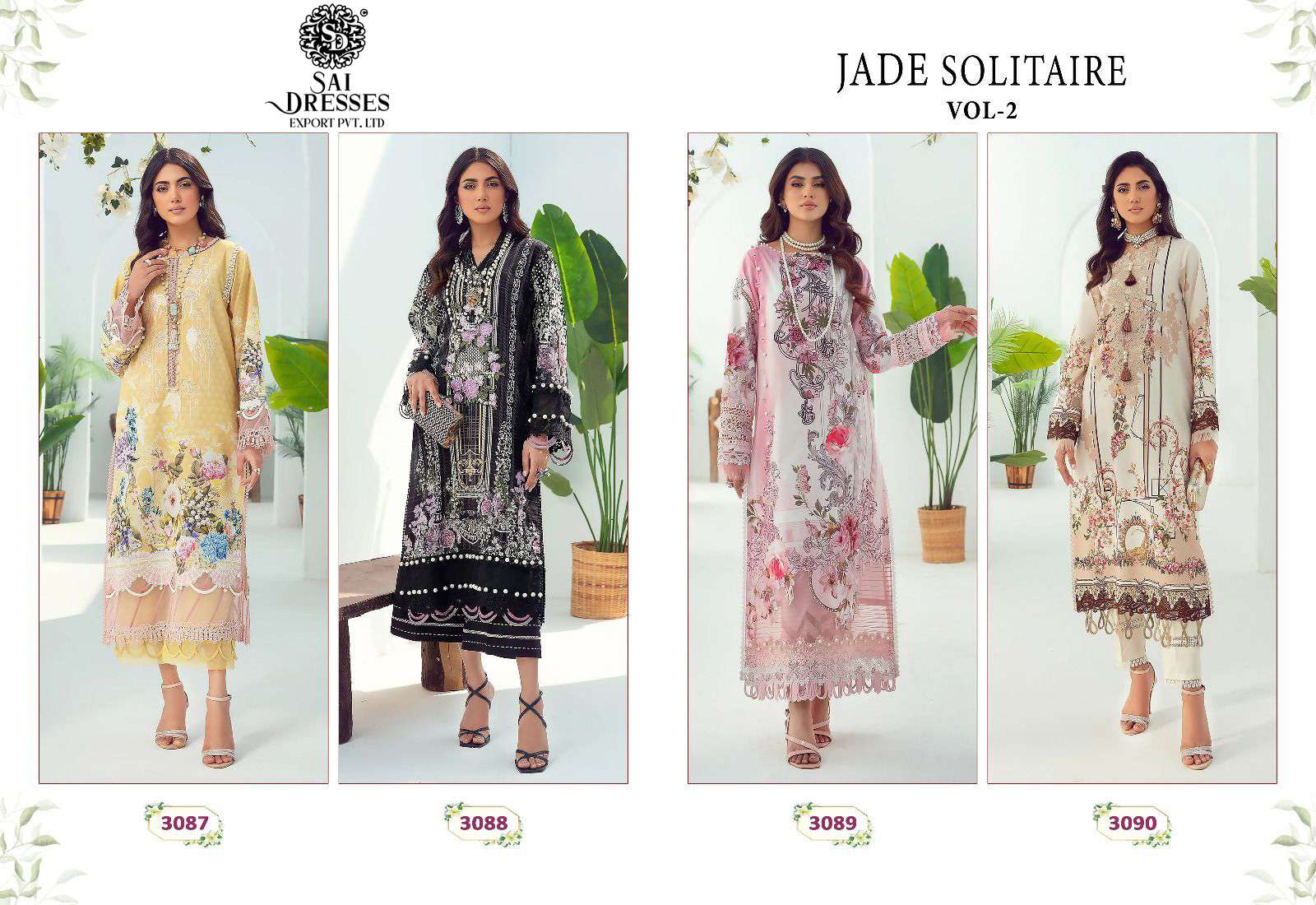 SAI DRESSES PRESENT JADE SOLITAIRE VOL 2 PURE COTTON PATCH EMBROIDERED PAKISTANI SALWAR SUITS IN WHOLESALE RATE IN SURAT