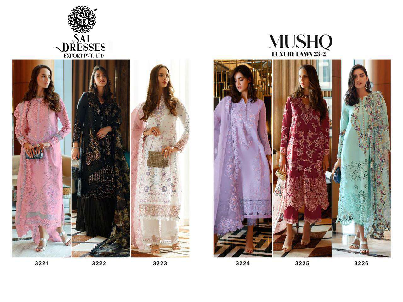 SAI DRESSES PRESENT MUSHQ LUXURY LAWN 23-2 SEMI STITCHED SELF EMBROIDERED DESIGNER PAKISTANI SALWAR SUITS IN WHOLESALE RATE IN SURAT
