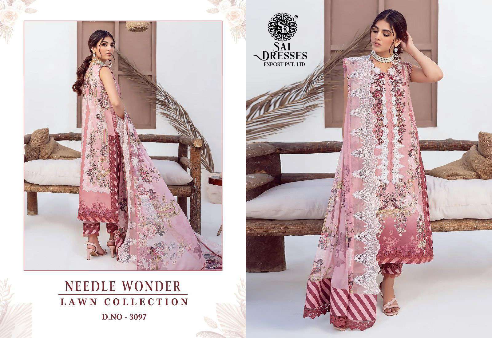 SAI DRESSES PRESENT NEEDLE WONDER LAWN COLLECTION PARTY WEAR PURE COTTON PATCH EMBROIDERED BEAUTIFUL PAKISTANI DESIGNER SALWAR SUITS IN WHOLESALE RATE IN SURAT