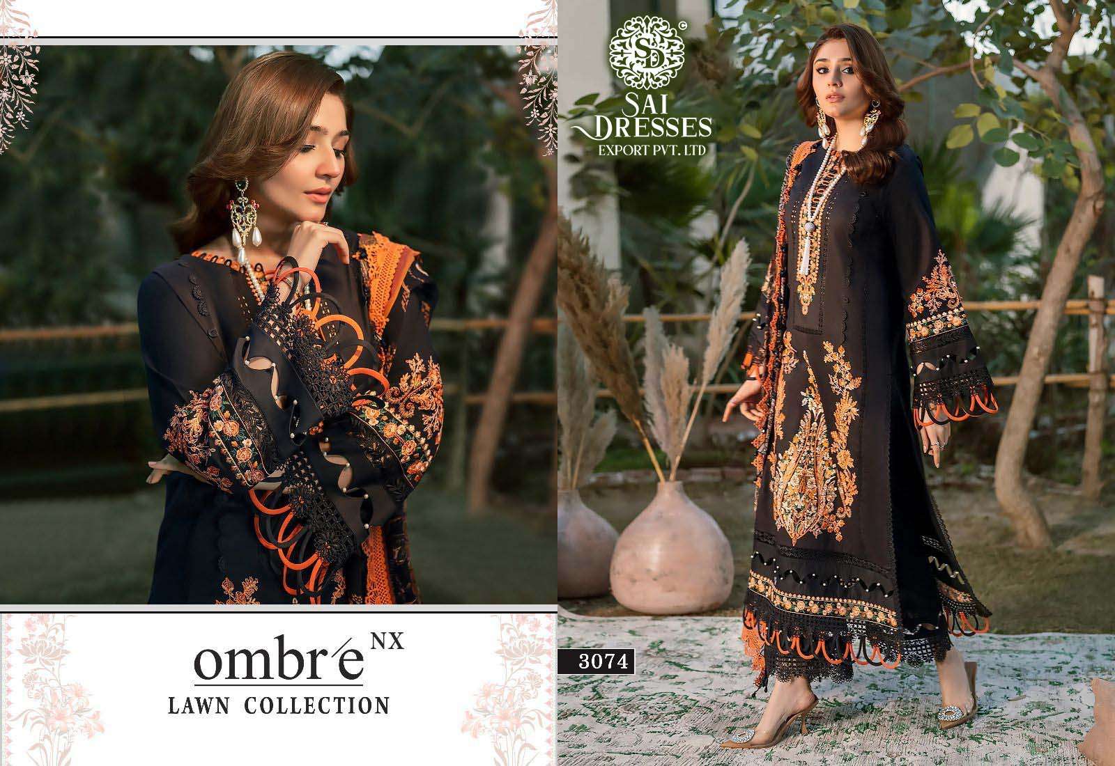SAI DRESSES PRESENT OMBRE LAWN COLLECTION NX FESTIVE WEAR HEAVY SELF EMBROIDERED PAKISTANI DESIGNER SUITS IN WHOLESALE RATE IN SURAT