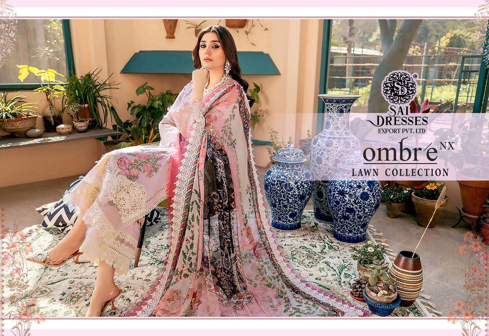 SAI DRESSES PRESENT OMBRE LAWN COLLECTION NX FESTIVE WEAR HEAVY SELF EMBROIDERED PAKISTANI DESIGNER SUITS IN WHOLESALE RATE IN SURAT