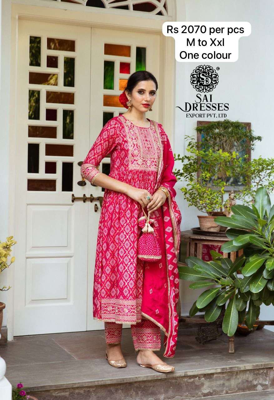 SAI DRESSES PRESENT READY TO CLASSY WEAR NAIRA CUT STYLE DESIGNER 3 PIECE COMBO SUITS IN WHOLESALE RATE IN SURAT