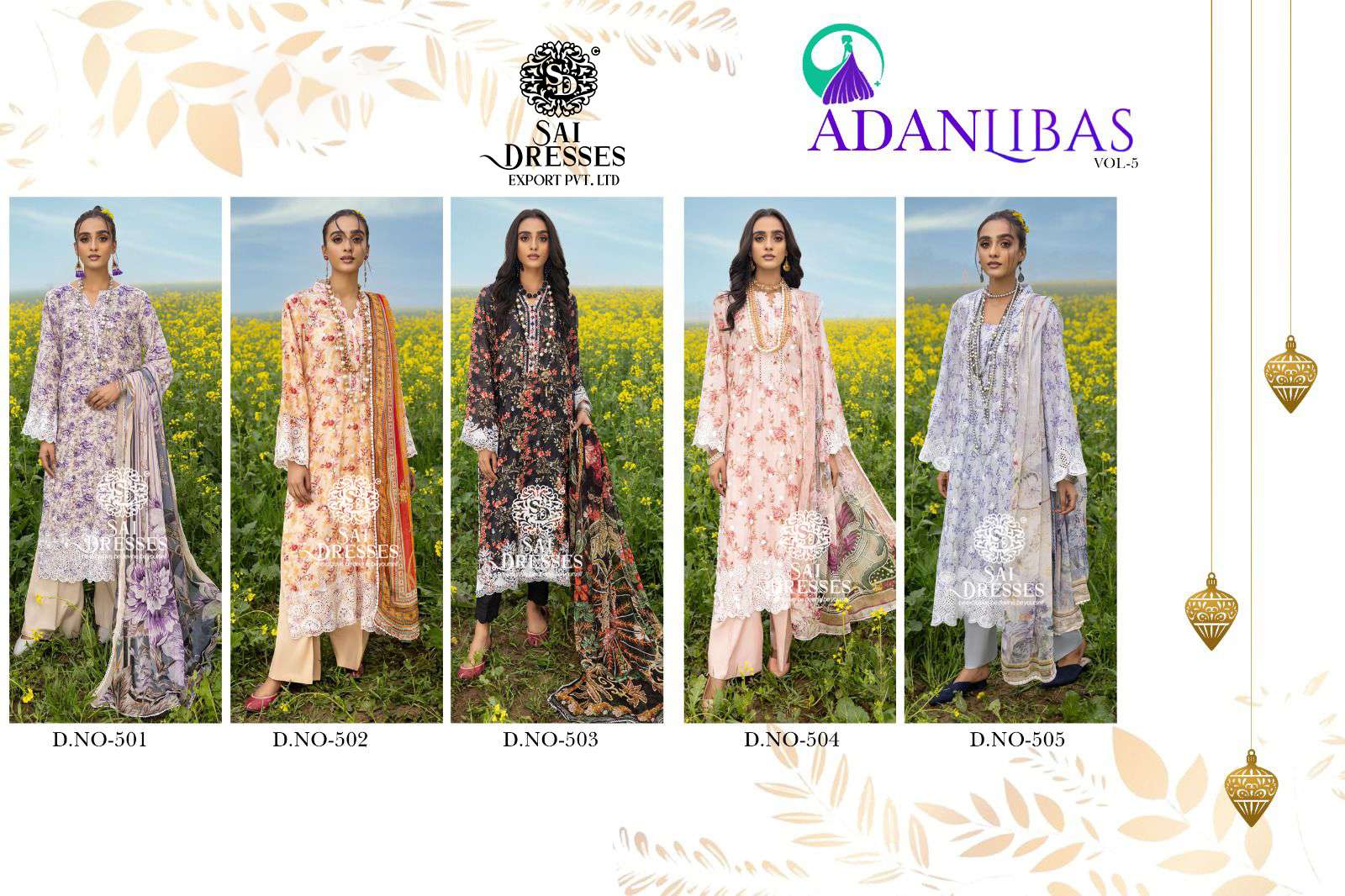 SAI DRESSES PRESENT ADANLIBAS VOL 5 EXCLUSIVE WEAR EMBROIDERED FANCY PAKISTANI SALWAR SUITS IN WHOLESALE RATE IN SURAT