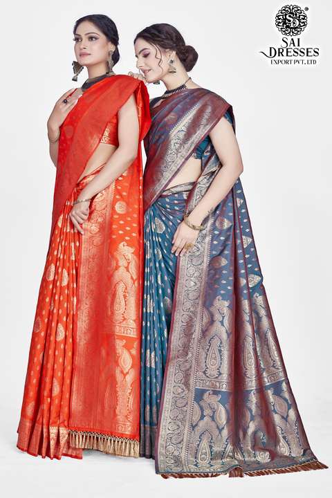 SAI DRESSES PRESENT AMOHA READY TO PARTY WEAR PURE BANARASI SILK SAREE IN WHOLESALE RATE IN SURAT