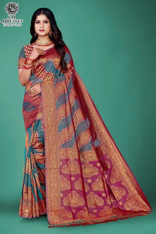 SAI DRESSES PRESENT BHOOMI VOL 1 READY TO WEAR BANARASI ORGENZA SAREE IN WHOLESALE RATE IN SURAT