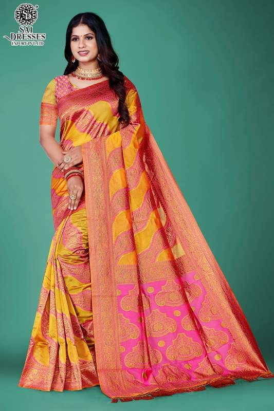 SAI DRESSES PRESENT BHOOMI VOL 1 READY TO WEAR BANARASI ORGENZA SAREE IN WHOLESALE RATE IN SURAT