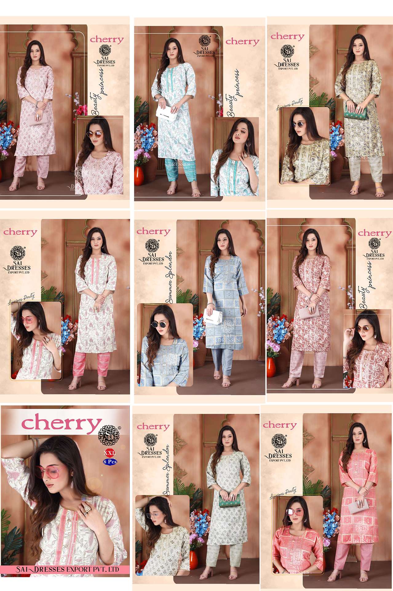 SAI DRESSES PRESENT CHERRY READY TO WEAR COTTON PRINTED STRAIGHT KURTI WITH PANT IN WHOLESALE RATE IN SURAT