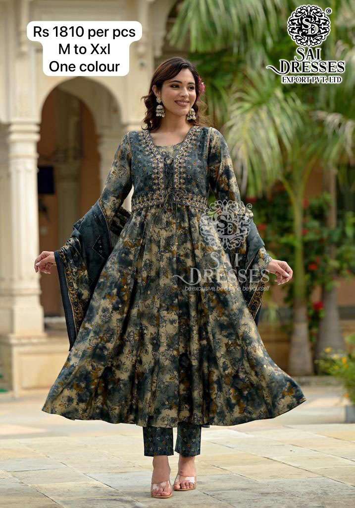SAI DRESSES PRESENT D.NO 4029 READY TO EXCLUSIVE WEAR ANARKALI WITH PANT STYLE DESIGNER 3 PIECE COMBO SUITS IN WHOLESALE RATE IN SURAT