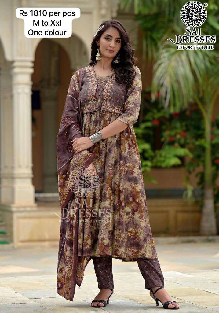 SAI DRESSES PRESENT D.NO 4030 READY TO EXCLUSIVE WEAR ANARKALI WITH PANT STYLE DESIGNER 3 PIECE COMBO SUITS IN WHOLESALE RATE IN SURAT