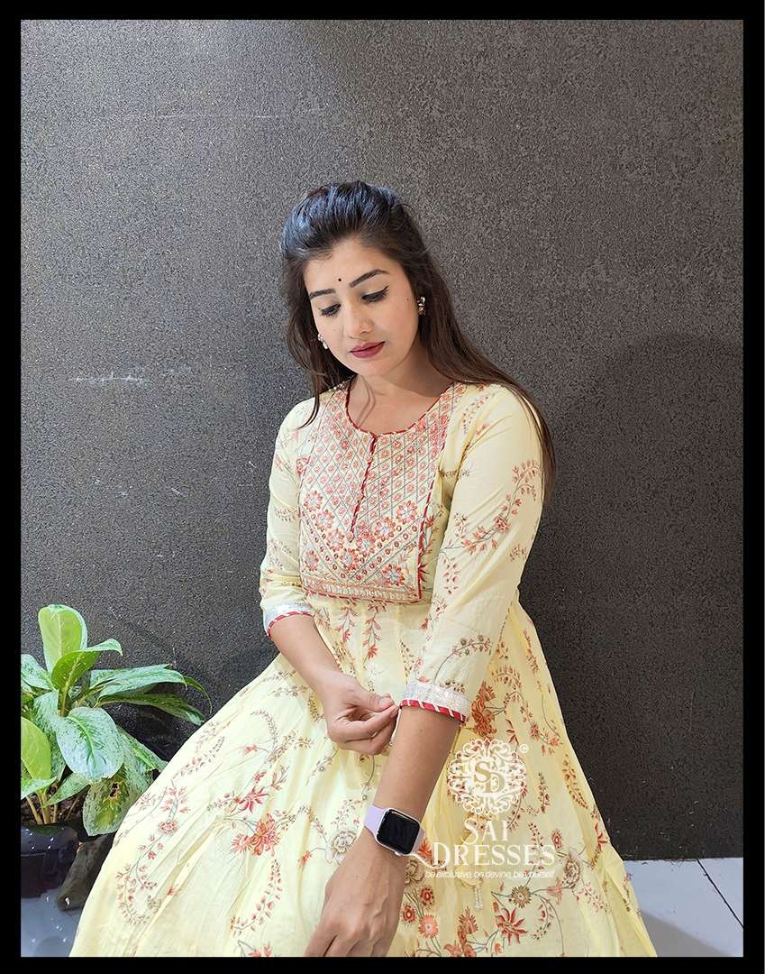 SAI DRESSES PRESENT D.NO 437 READY TO FESTIVE WEAR LONG GOWN STYLE DESIGNER KURTI COMBO COLLECTION IN WHOLESALE RATE IN SURAT