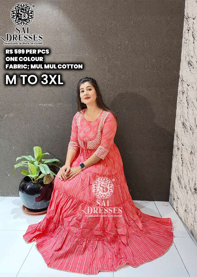 SAI DRESSES PRESENT D.NO 440 READY TO FESTIVE WEAR LONG GOWN STYLE DESIGNER KURTI COMBO COLLECTION IN WHOLESALE RATE IN SURAT