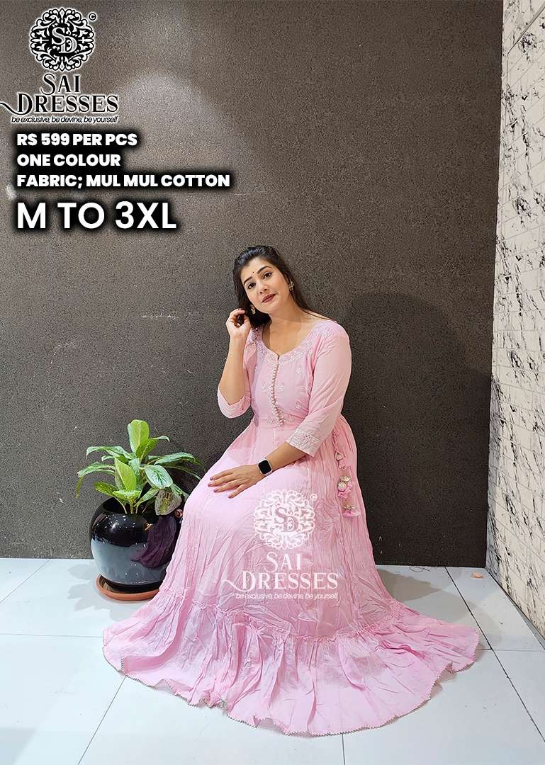 SAI DRESSES PRESENT D.NO 441 READY TO FESTIVE WEAR LONG GOWN STYLE DESIGNER KURTI COMBO COLLECTION IN WHOLESALE RATE IN SURAT