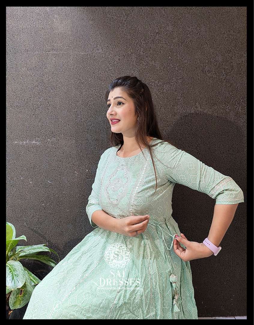 SAI DRESSES PRESENT D.NO 466 READY TO FESTIVE WEAR LONG GOWN STYLE DESIGNER KURTI COMBO COLLECTION IN WHOLESALE RATE IN SURAT