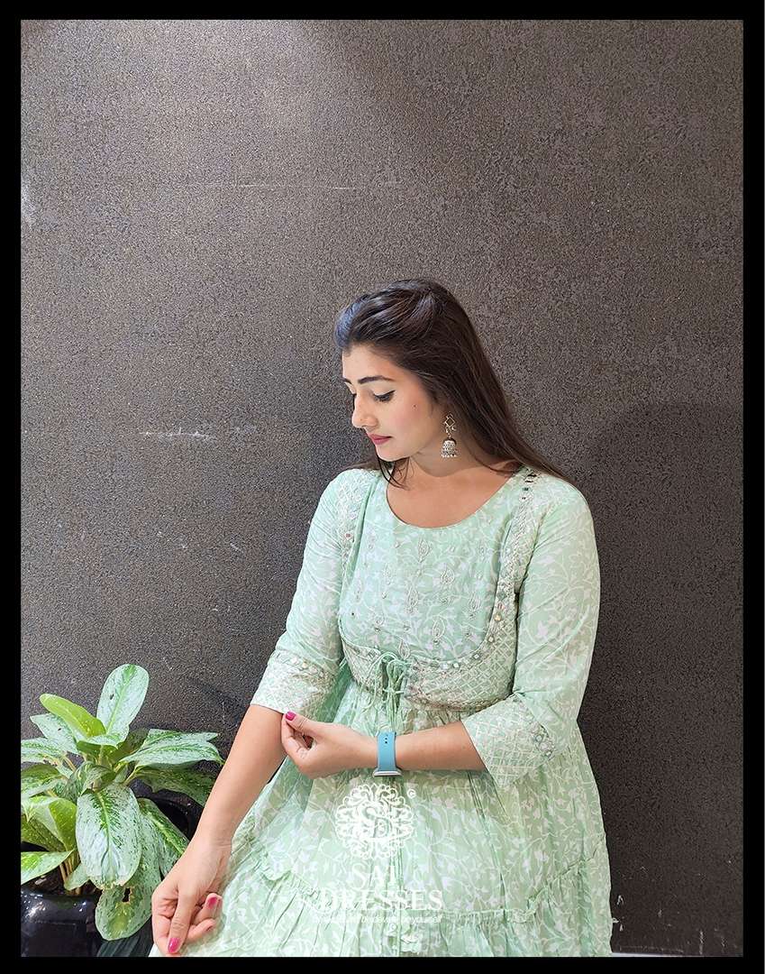 Festive Wear Saumya Tandon Grey Georgette Festive Wear Embroidered Anarkali  Dress