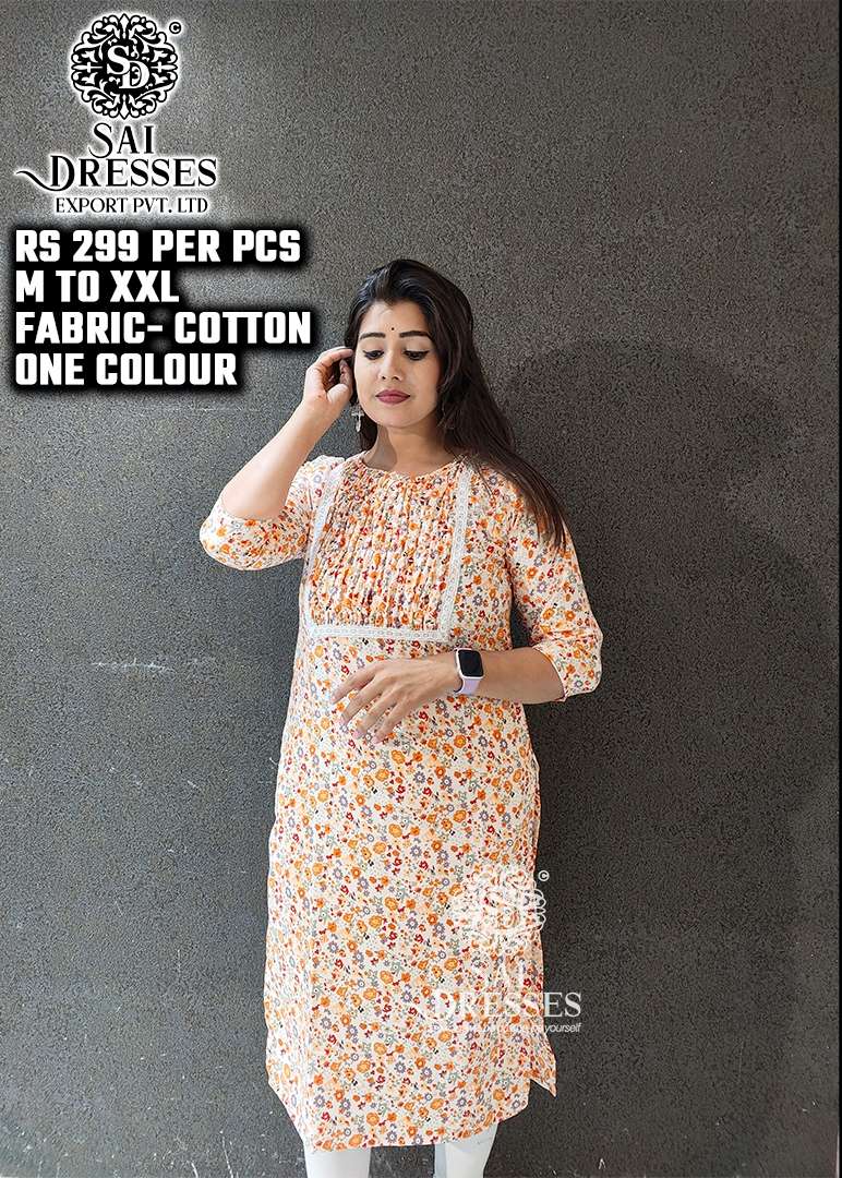 SAI DRESSES PRESENT D.NO SD59 READY TO DAILY WEAR COTTON PRINTED KURTI COMBO COLLECTION IN WHOLESALE RATE IN SURAT