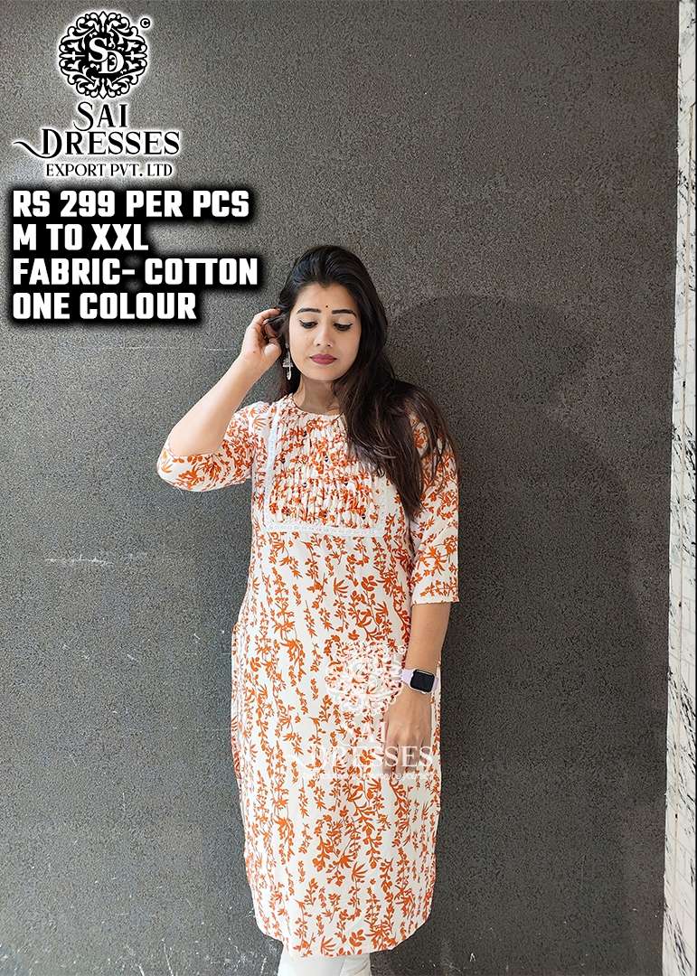 SAI DRESSES PRESENT D.NO SD62 READY TO DAILY WEAR COTTON PRINTED KURTI COMBO COLLECTION IN WHOLESALE RATE IN SURAT