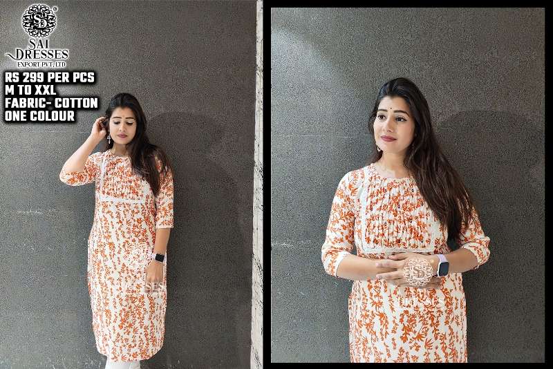 SAI DRESSES PRESENT D.NO SD62 READY TO DAILY WEAR COTTON PRINTED KURTI COMBO COLLECTION IN WHOLESALE RATE IN SURAT