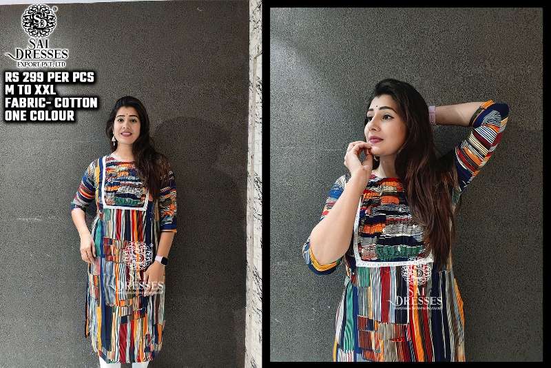 SAI DRESSES PRESENT D.NO SD64 READY TO DAILY WEAR COTTON PRINTED KURTI COMBO COLLECTION IN WHOLESALE RATE IN SURAT