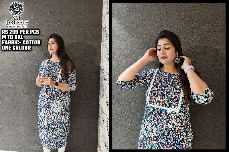SAI DRESSES PRESENT D.NO SD65 READY TO DAILY WEAR COTTON PRINTED KURTI COMBO COLLECTION IN WHOLESALE RATE IN SURAT