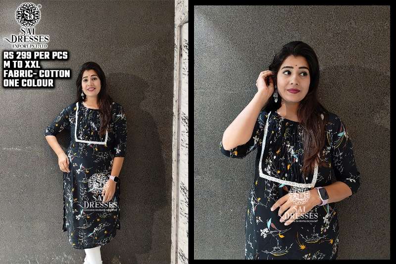 SAI DRESSES PRESENT D.NO SD66 READY TO DAILY WEAR COTTON PRINTED KURTI COMBO COLLECTION IN WHOLESALE RATE IN SURAT