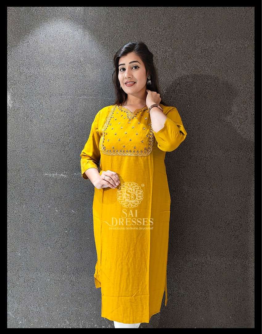 SAI DRESSES PRESENT D.NO SD69 READY TO WEAR BEAUTIFUL HANDWORK STRAIGHT KURTI COMBO COLLECTION IN WHOLESALE RATE IN SURAT