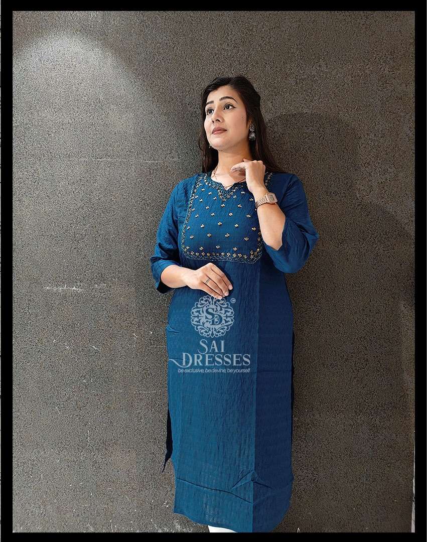 SAI DRESSES PRESENT D.NO SD71 READY TO WEAR BEAUTIFUL HANDWORK STRAIGHT KURTI COMBO COLLECTION IN WHOLESALE RATE IN SURAT