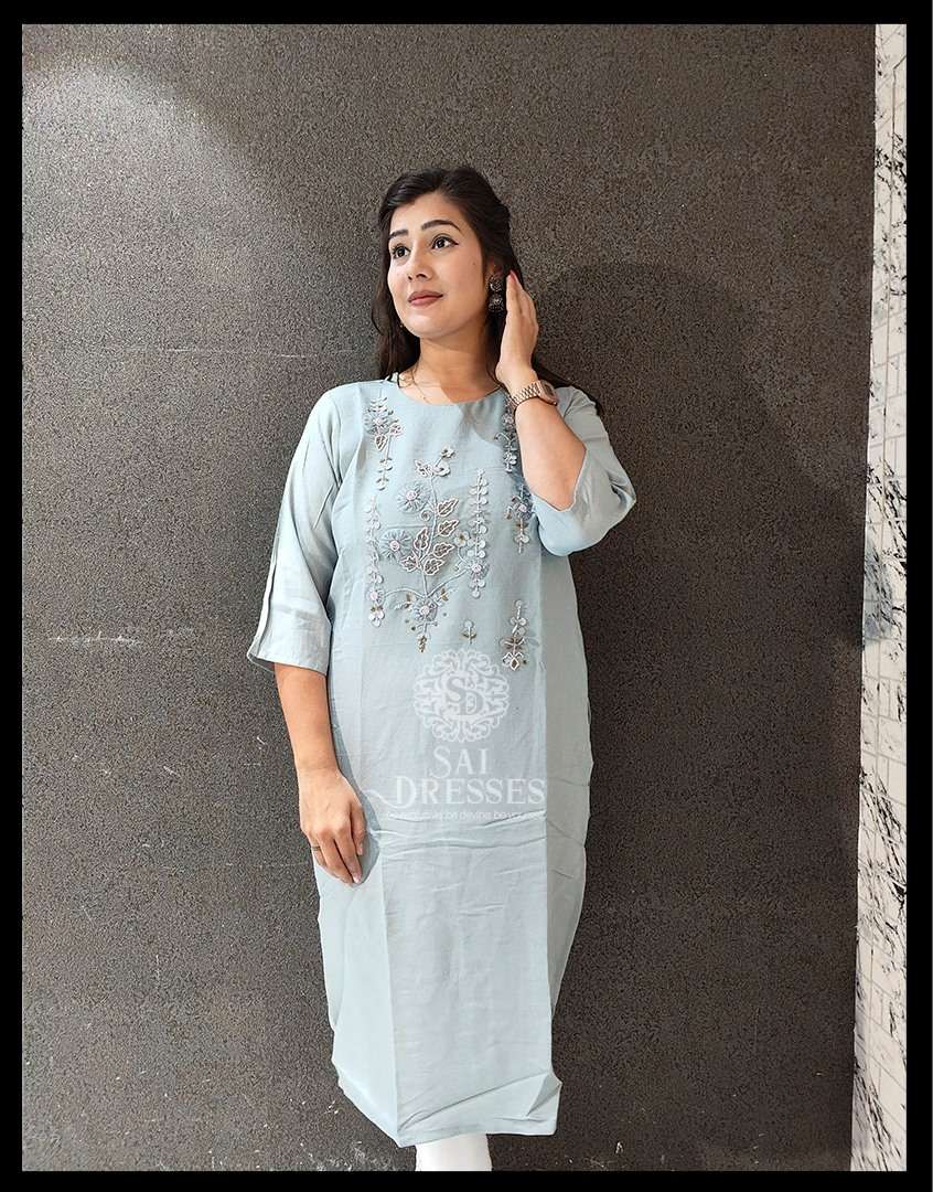 SAI DRESSES PRESENT D.NO SD72 READY TO WEAR BEAUTIFUL HANDWORK STRAIGHT KURTI COMBO COLLECTION IN WHOLESALE RATE IN SURAT