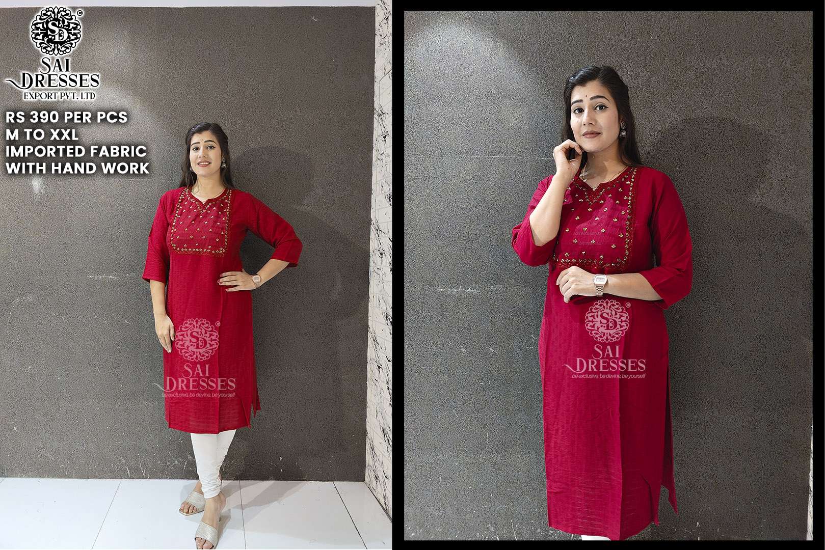 SAI DRESSES PRESENT D.NO SD73 READY TO WEAR BEAUTIFUL HANDWORK STRAIGHT KURTI COMBO COLLECTION IN WHOLESALE RATE IN SURAT