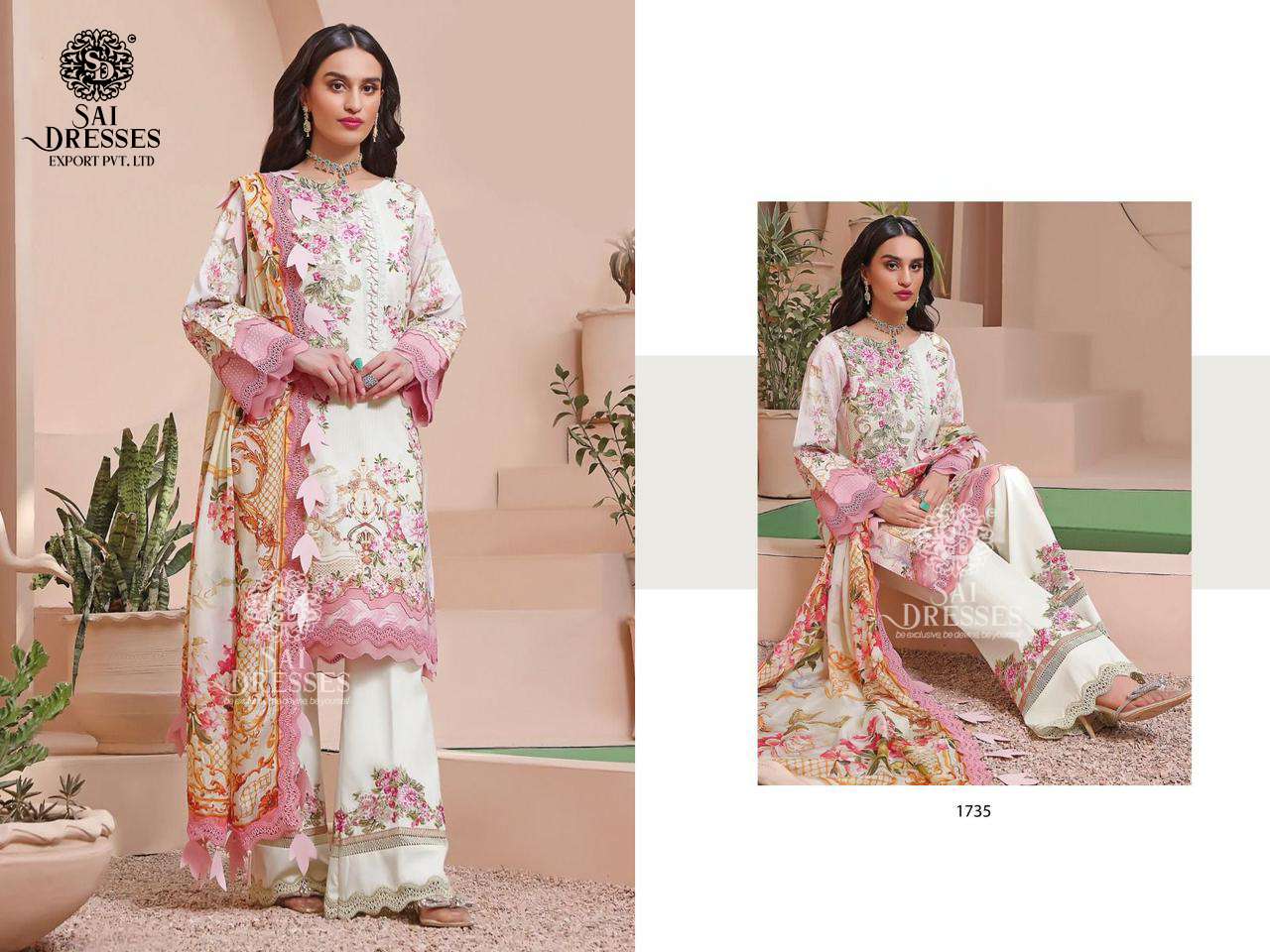 SAI DRESSES PRESENT FIRDOUS BEST OF QUEENS COURT PURE COTTON EMBROIDERED PAKISTANI SALWAR SUITS IN WHOLESALE RATE IN SURAT