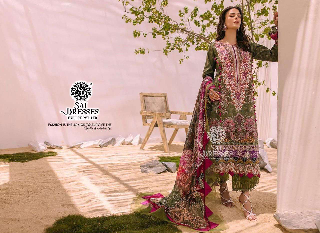 SAI DRESSES PRESENT FIRDOUS CLASSIC LAWN 23 PURE COTTON HEAVY PATCH EMBROIDERED PAKISTANI DESIGNER SALWAR SUITS IN WHOLESALE RATE IN SURAT