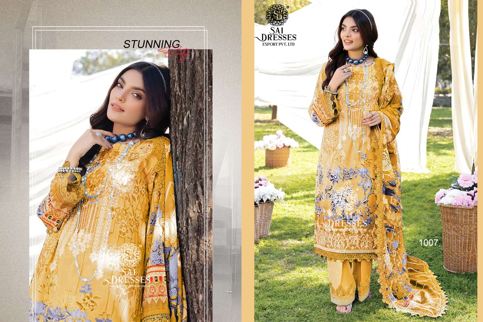 SAI DRESSES PRESENT FIRDOUS LUXURY LAWN VOL 7 JAAM COTTON PATCH EMBROIDERED PAKISTANI SALWAR SUITS IN WHOLESALE RATE IN SURAT