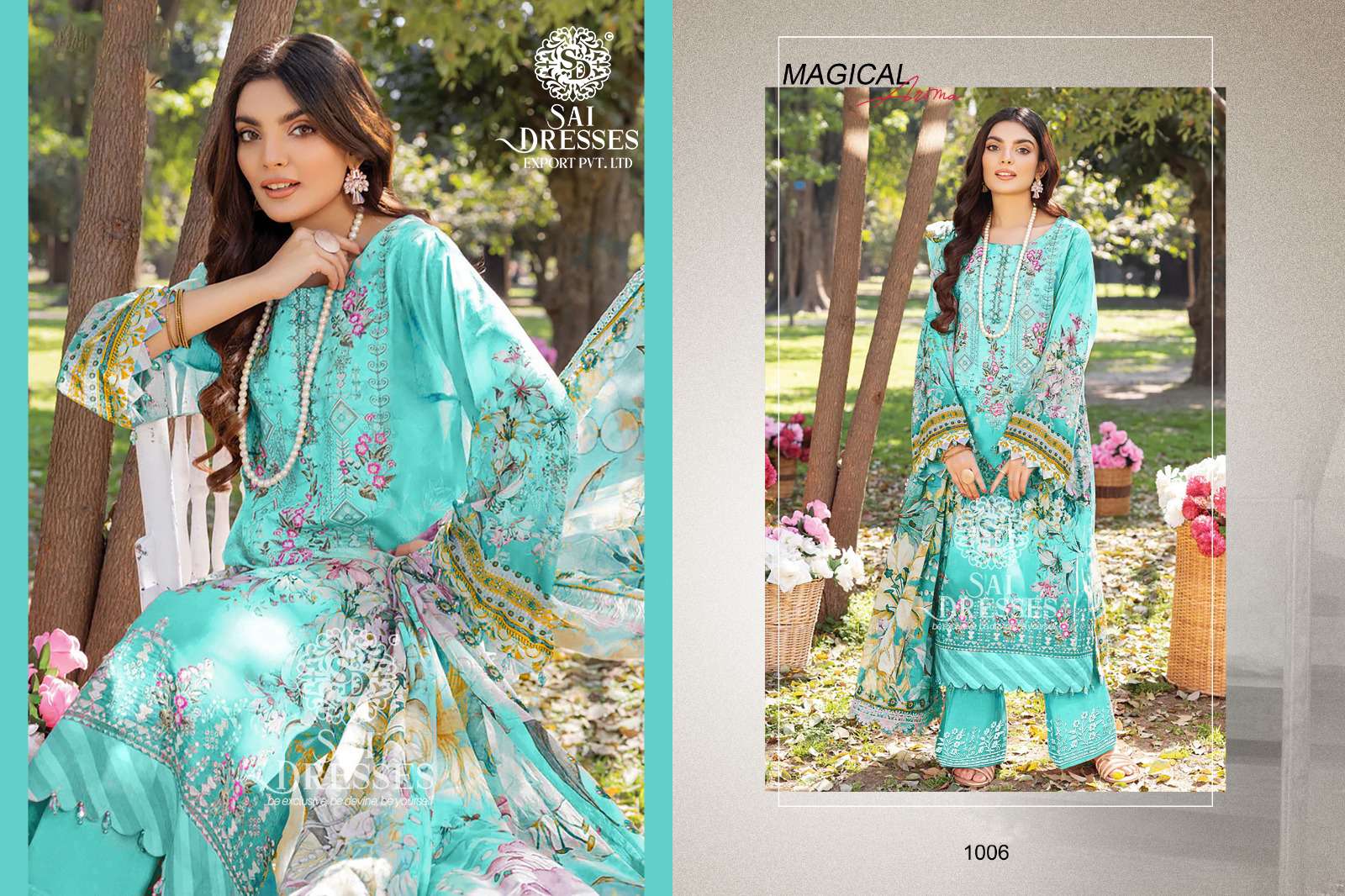 SAI DRESSES PRESENT FIRDOUS LUXURY LAWN VOL 7 JAAM COTTON PATCH EMBROIDERED PAKISTANI SALWAR SUITS IN WHOLESALE RATE IN SURAT