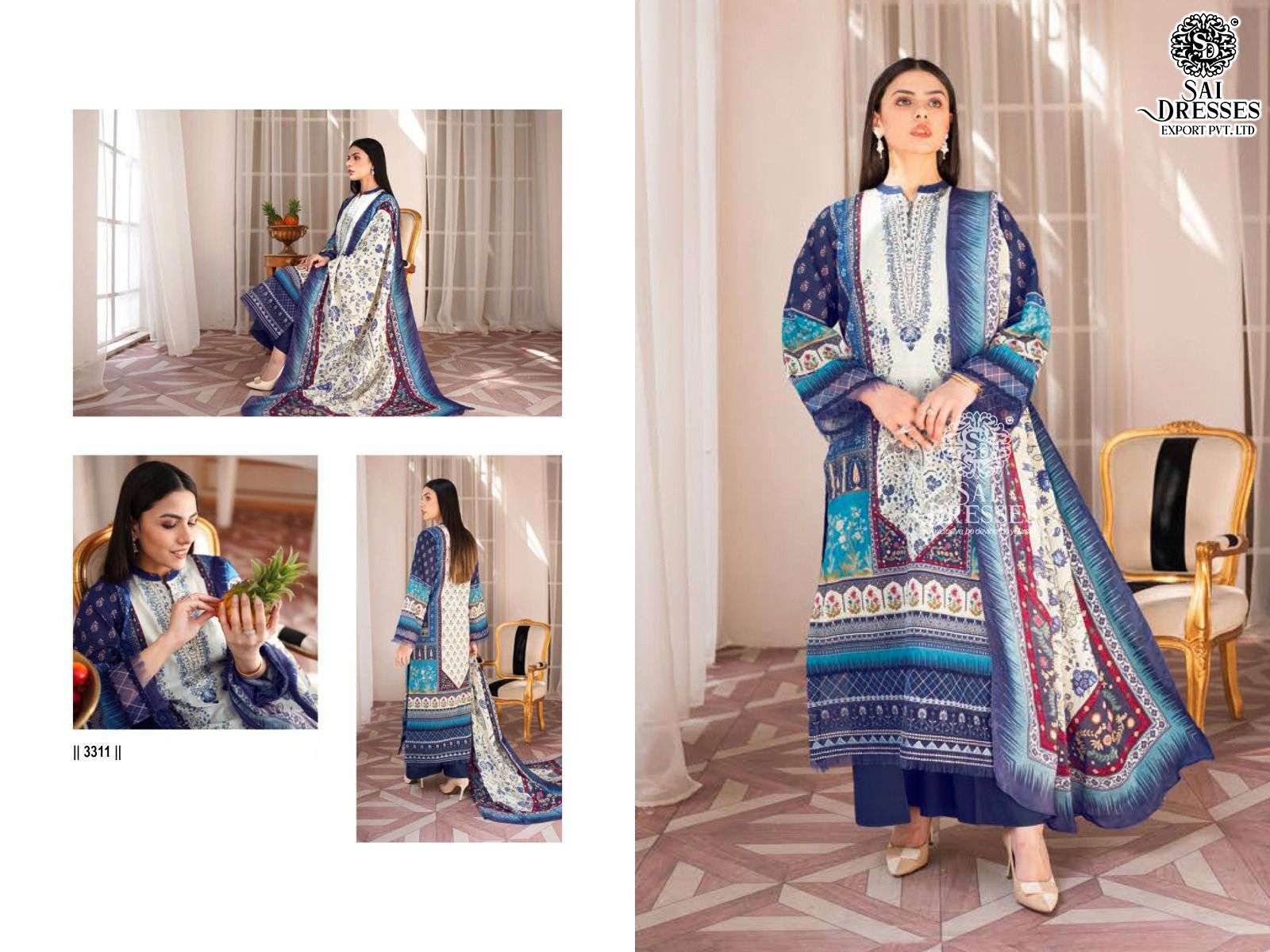 SAI DRESSES PRESENT FIRDOUS MORJA NX PURE COTTON SELF EMBROIDERED PAKISTANI DESIGNER SUITS IN WHOLESALE RATE IN SURAT