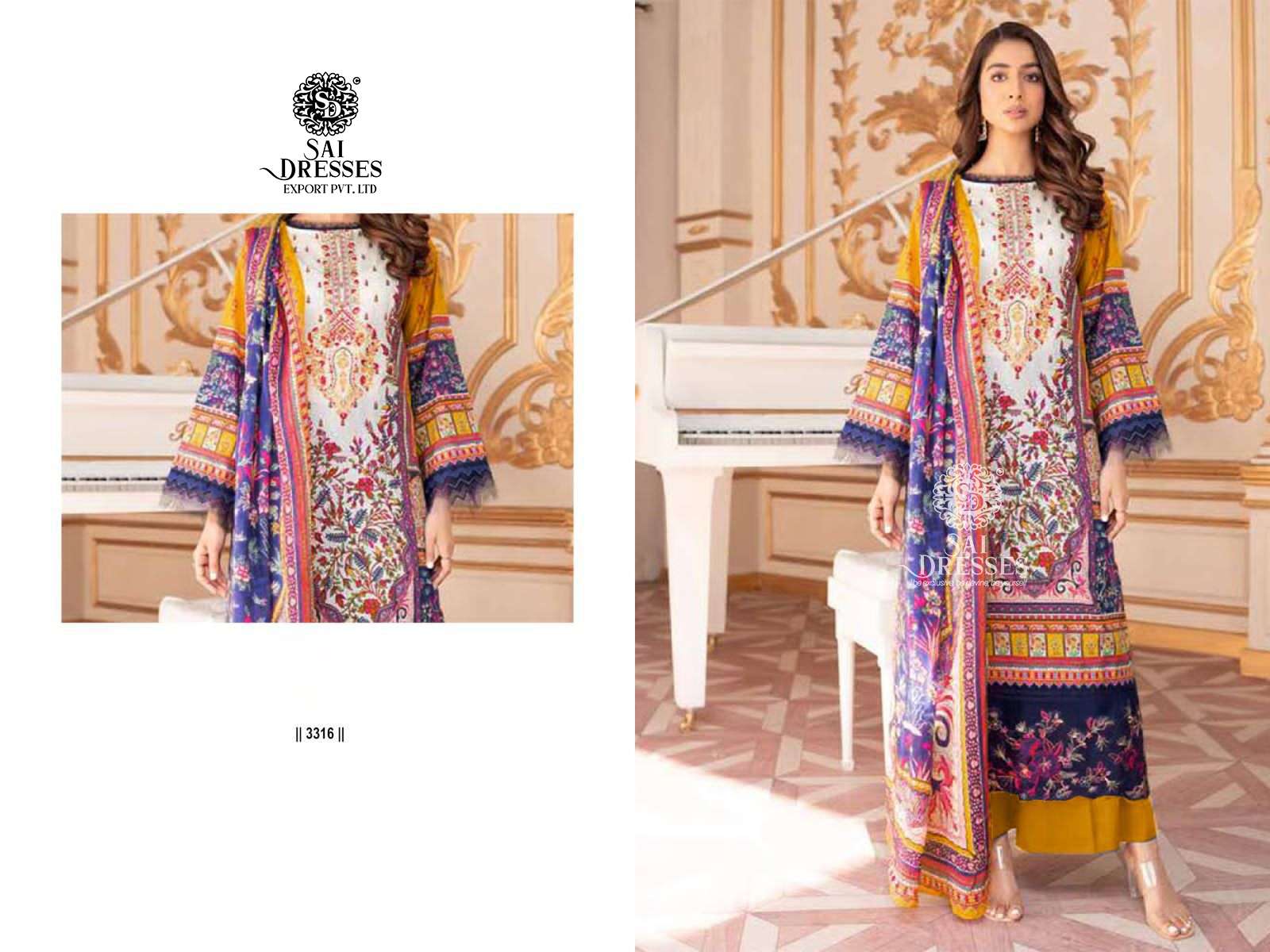SAI DRESSES PRESENT FIRDOUS MORJA NX PURE COTTON SELF EMBROIDERED PAKISTANI DESIGNER SUITS IN WHOLESALE RATE IN SURAT