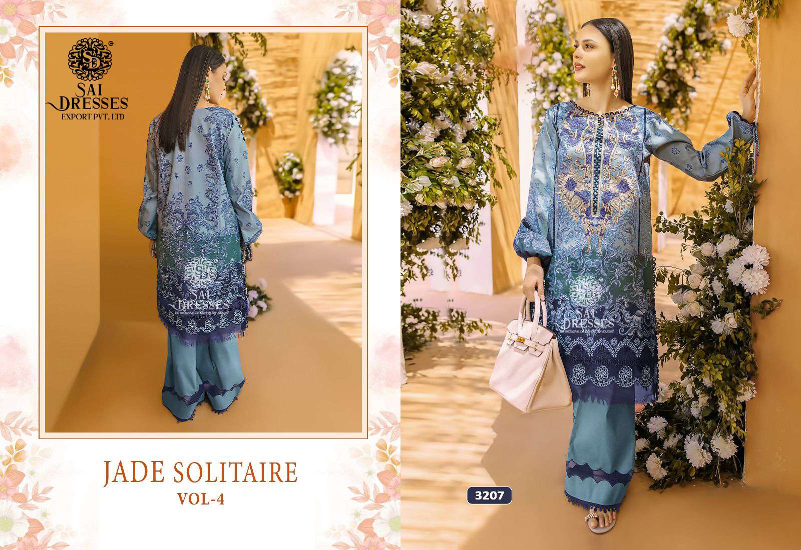 SAI DRESSES PRESENT JADE SOLITAIRE VOL 4 PURE COTTON PATCH EMBROIDERED FANCY PAKISTANI SALWAR SUITS IN WHOLESALE RATE IN SURAT