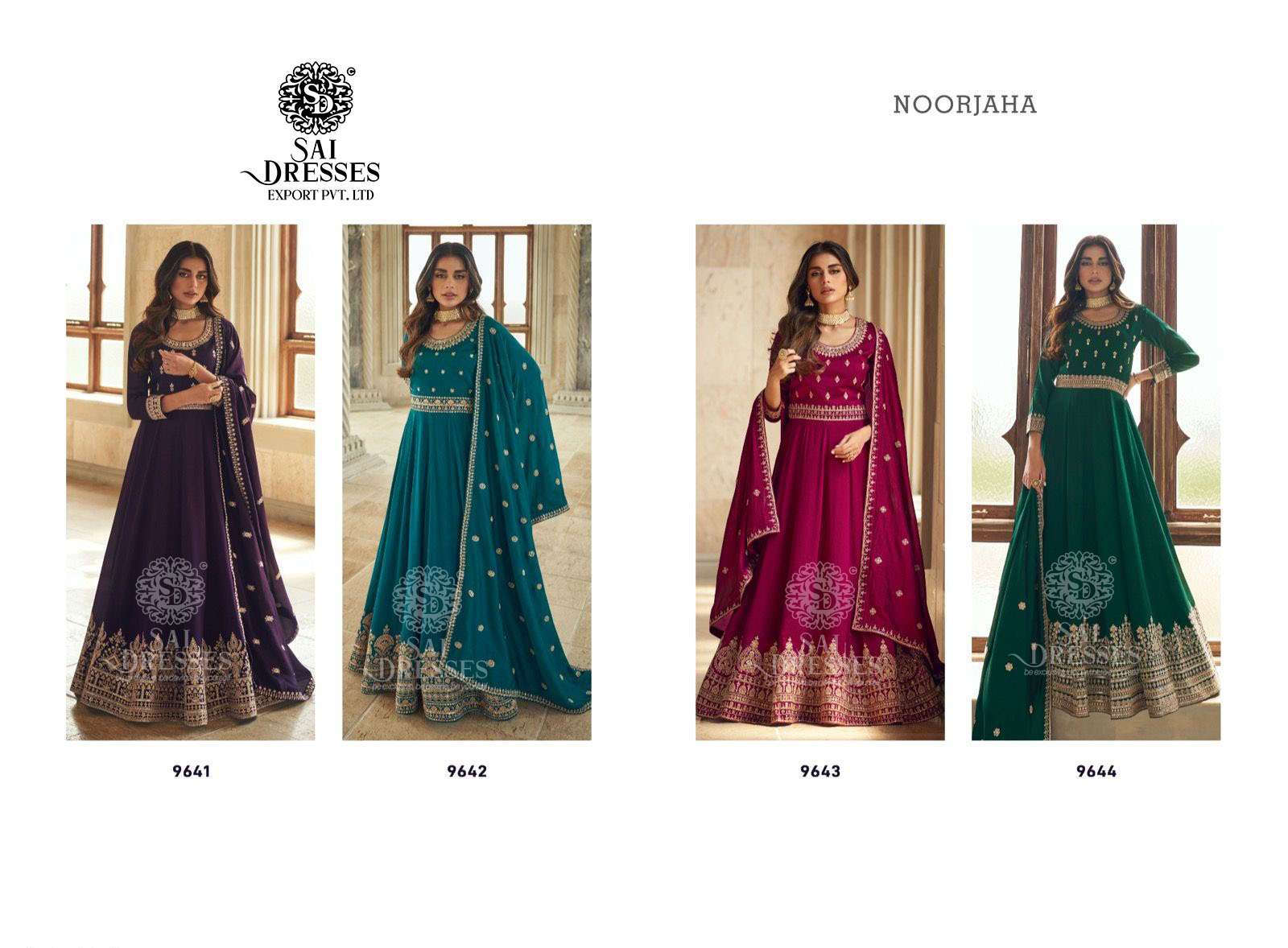 SAI DRESSES PRESENT NOORJAHA FESTIVE WEAR READYMADE DESIGNER LONG GOWN WITH DUPATTA IN WHOLESALE RATE IN SURAT
