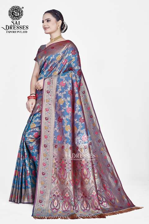 SAI DRESSES PRESENT PEACOCK FLOWER READY TO CLASSY WEAR PURE BANARASI ZARI WOVEN SAREE IN WHOLESALE RATE IN SURAT