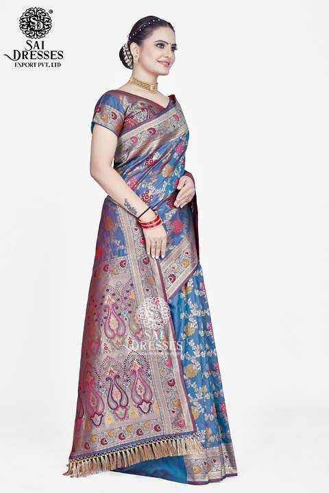 SAI DRESSES PRESENT PEACOCK FLOWER READY TO CLASSY WEAR PURE BANARASI ZARI WOVEN SAREE IN WHOLESALE RATE IN SURAT