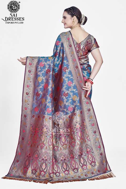 SAI DRESSES PRESENT PEACOCK FLOWER READY TO CLASSY WEAR PURE BANARASI ZARI WOVEN SAREE IN WHOLESALE RATE IN SURAT