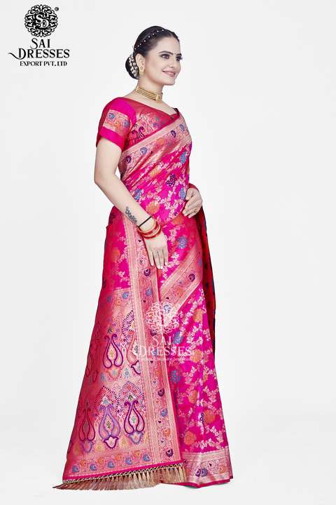 SAI DRESSES PRESENT PEACOCK FLOWER READY TO CLASSY WEAR PURE BANARASI ZARI WOVEN SAREE IN WHOLESALE RATE IN SURAT