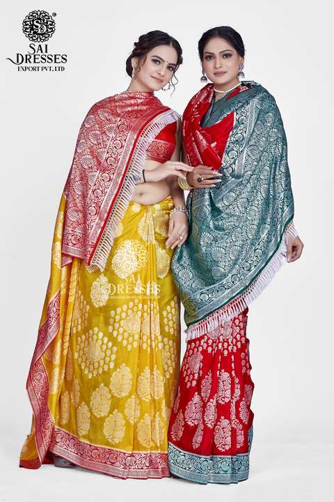 SAI DRESSES PRESENT PLATINUM SILK  READY TO WEAR PURE BANARASI SILK SAREE IN WHOLESALE RATE IN SURAT