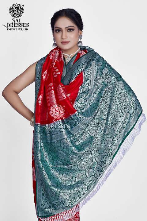 SAI DRESSES PRESENT PLATINUM SILK  READY TO WEAR PURE BANARASI SILK SAREE IN WHOLESALE RATE IN SURAT