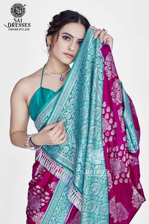 SAI DRESSES PRESENT PLATINUM SILK  READY TO WEAR PURE BANARASI SILK SAREE IN WHOLESALE RATE IN SURAT