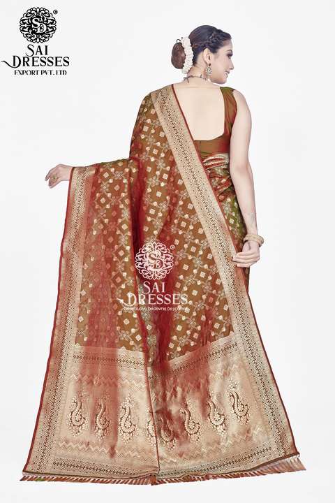 SAI DRESSES PRESENT RANGOLI READY TO ETHNIC WEAR PURE ZARI WOVEN BANARASI SAREE IN WHOLESALE RATE IN SURAT