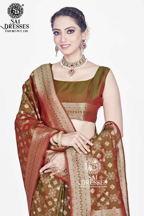 SAI DRESSES PRESENT RANGOLI READY TO ETHNIC WEAR PURE ZARI WOVEN BANARASI SAREE IN WHOLESALE RATE IN SURAT