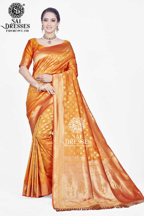 SAI DRESSES PRESENT RANGOLI READY TO ETHNIC WEAR PURE ZARI WOVEN BANARASI SAREE IN WHOLESALE RATE IN SURAT