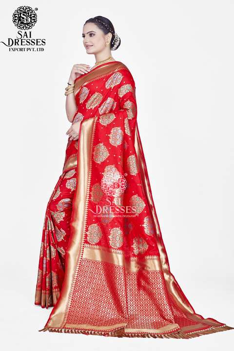 SAI DRESSES PRESENT RASHI READY TO TRADITIONAL WEAR PURE BANARASI ZARI SILK WOVEN SAREE IN WHOLESALE RATE IN SURAT