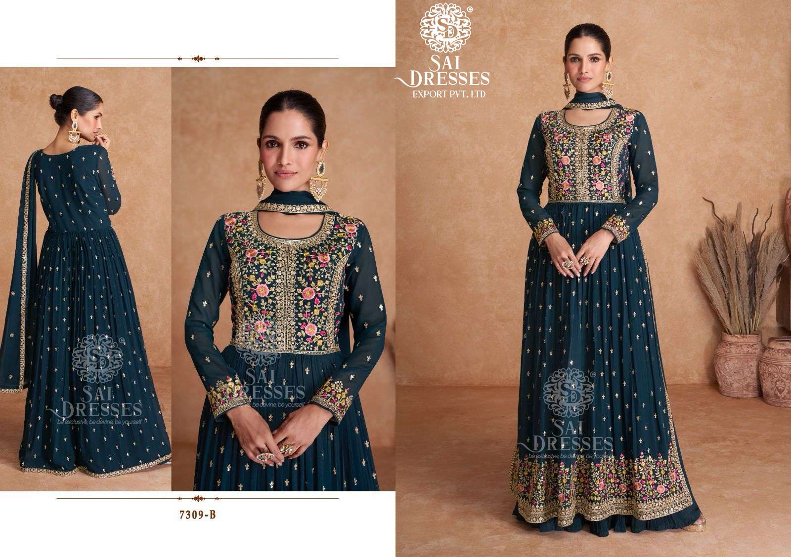 SAI DRESSES PRESENT SAAWAN READYMADE BEAUTIFUL FESTIVE WEAR NAYRA CUT WITH PLAZZO STYLE DESIGNER 3 PIECE SUITS IN WHOLESALE RATE IN SURAT