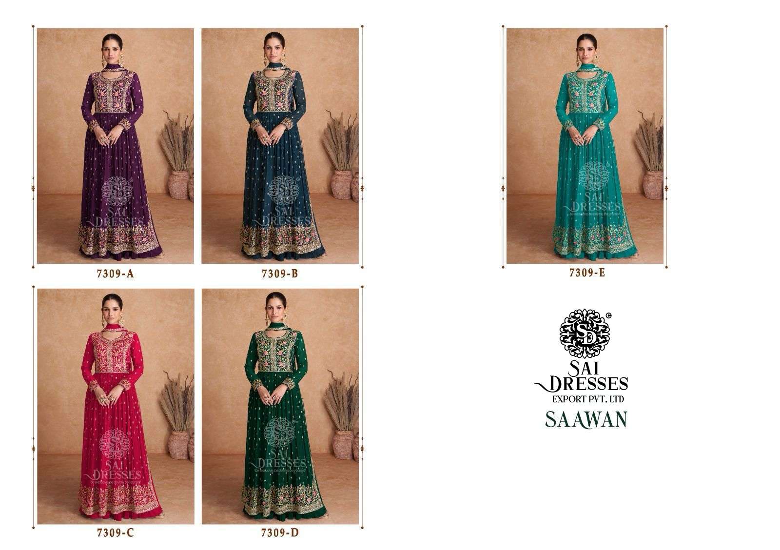 SAI DRESSES PRESENT SAAWAN READYMADE BEAUTIFUL FESTIVE WEAR NAYRA CUT WITH PLAZZO STYLE DESIGNER 3 PIECE SUITS IN WHOLESALE RATE IN SURAT