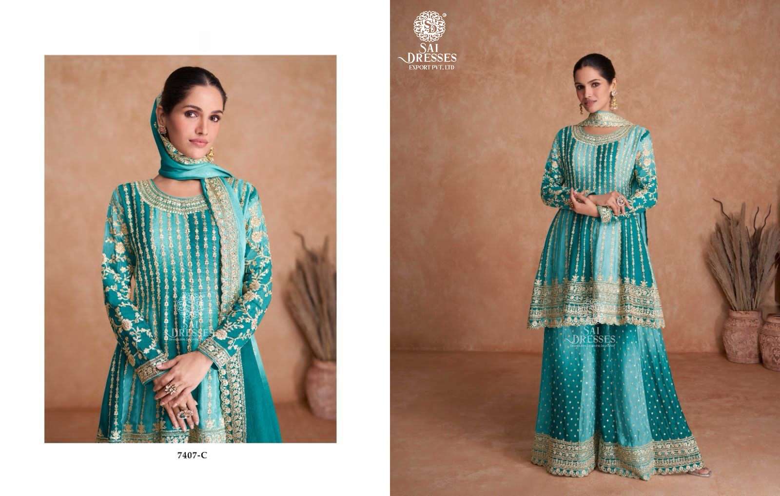 SAI DRESSES PRESENT VAANI VOL 2 READYMADE SHARARA STYLE BEAUTIFUL HEAVY EMBROIDERED DESIGNER SUITS IN WHOLESALE RATE IN SURAT